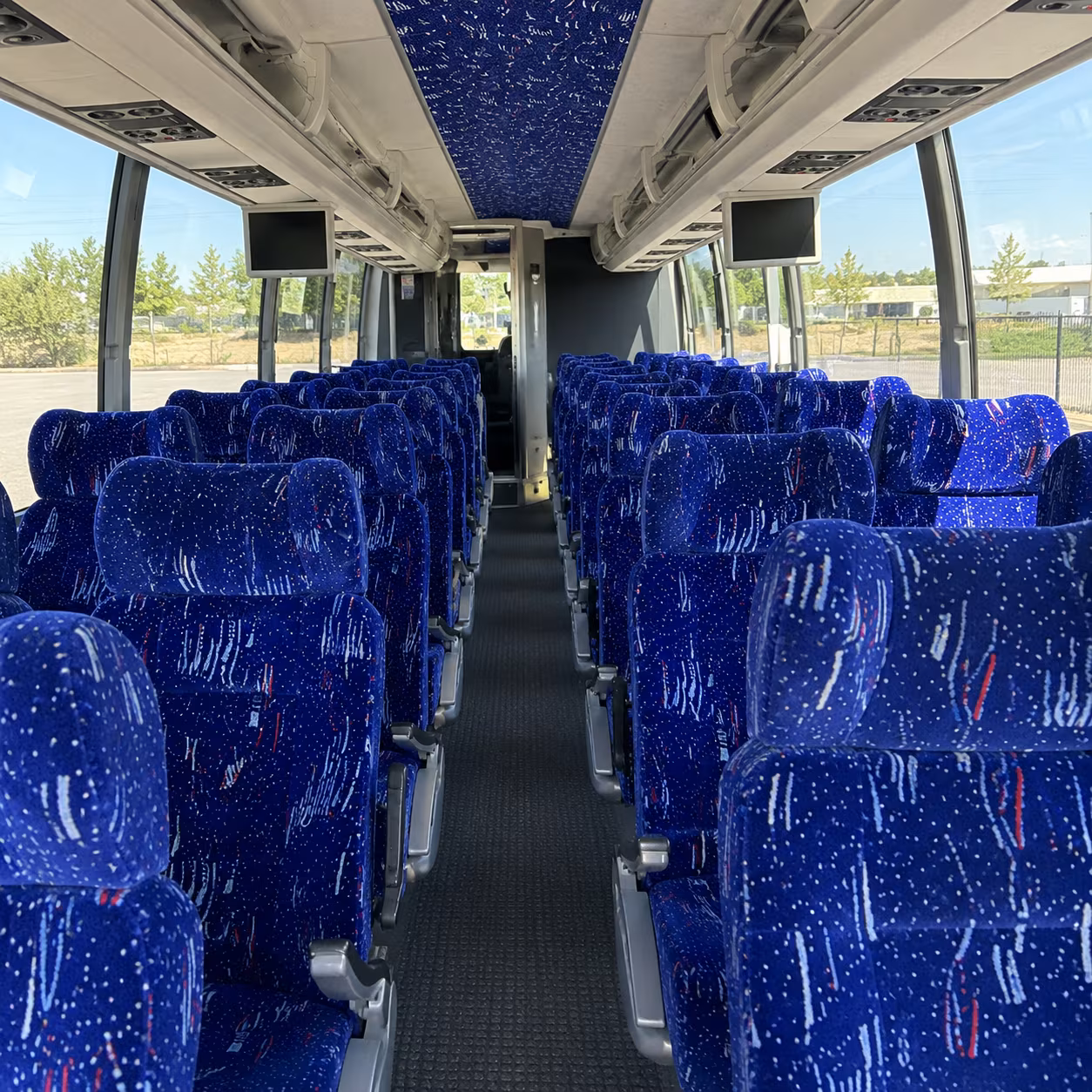 56 passenger charter bus inside