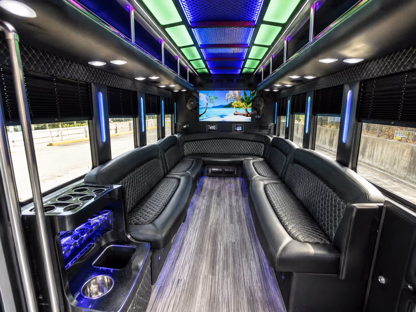 santa clara 18 passenger party bus inside
