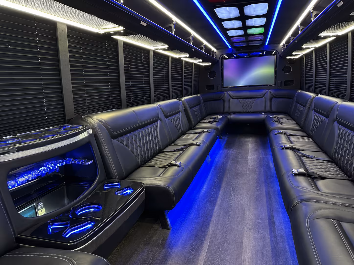 santa clara 20 passenger party bus inside